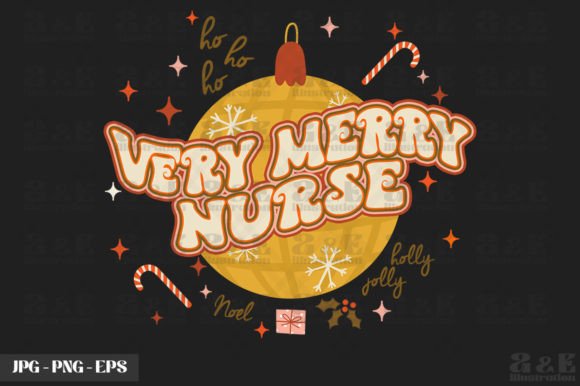 Cute Merry Nurse Retro Xmas Graphics for T-Shirt Designs