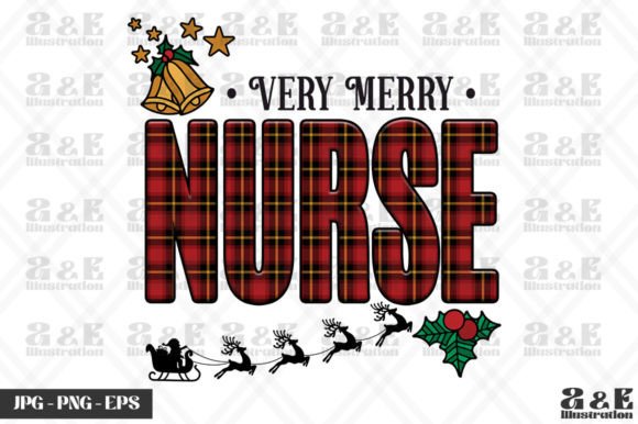 Very Merry Nurse Buffalo Plaid Graphics